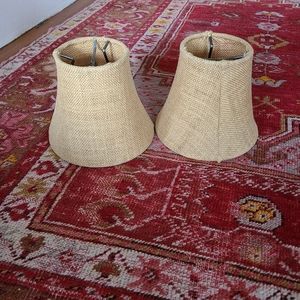 2 Ballard Design burlap sconce shades